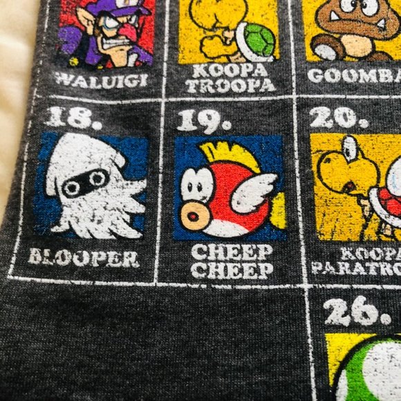 Super Mario Periodic Table Gray Graphic T-shirt Men's Large Luigi Toad Bowser - Picture 6 of 11